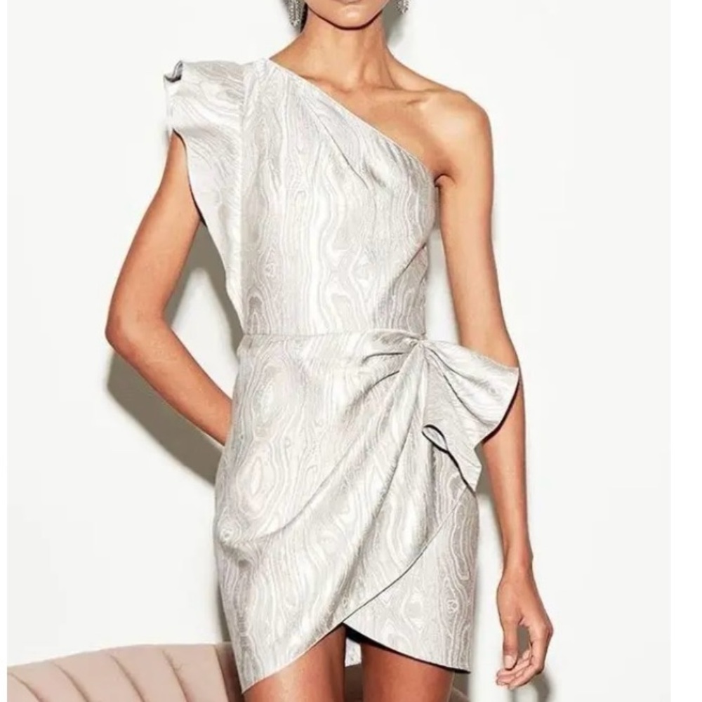 SAYLOR One-Shoulder Silver Dress